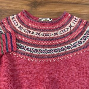 Tiara‎ International Vintage Y2K Pink Fair Isle Nordic Yoke Knit Sweater Size S